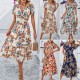 Diyun Cross-border Women's Dress Amazon Spring/Summer 2024 Foreign Trade Casual Vacation Printed high-waisted dress Diyun Cross-border Women's Dress Amazon Spring/Summer 2024 Foreign Trade Casual Vacation Printed high-waisted dress