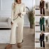Diyun Cross-border Women's Clothing Set for Amazon 2024, a casual and elegant solid-color knitted long-sleeved woolen coat and pants set