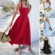 Diyun 2025 Spring/Summer European and American Amazon casual vacation style solid color high-waisted sleeveless halter dress for women Diyun 2025 Spring/Summer European and American Amazon casual vacation style solid color high-waisted sleeveless halter dress for women