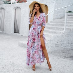 Diyun Cross-border elegant and stylish printed waist-cinching dress for women's clothing, Spring/Summer 2025 Amazon long dress for export