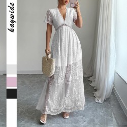 Diyun Cross-border European and American elegant style deep V high-end women's dress 2025 Spring/Summer Amazon Independent Store