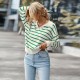 Diyun European and American Amazon Foreign Trade Women's Clothing 2025 Autumn/Winter polo Collar Women's color-blocking striped sweater top Diyun European and American Amazon Foreign Trade Women's Clothing 2025 Autumn/Winter polo Collar Women's color-blocking striped sweater top