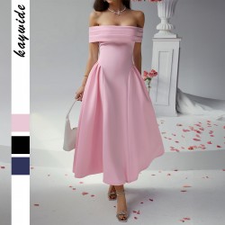 Diyun Cross-border European and American party Evening dress, one-shoulder wraparound dress for women's clothing, Spring/Summer 2025 Amazon dress