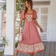 Di Yun's Spring/Summer 2025 European and American cross-border cotton printed dress, French printed vacation style square neck dress for women Di Yun's Spring/Summer 2025 European and American cross-border cotton printed dress, French printed vacation style square neck dress for women
