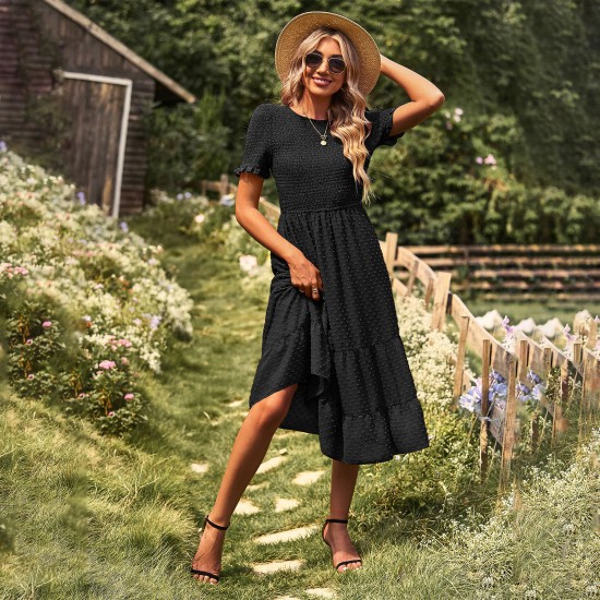 Diyun has developed and designed cross-border fashionable women's clothing for Europe and America. The Amazon big swing dress is elegant, flowing and slimming Diyun has developed and designed cross-border fashionable women's clothing for Europe and America. The Amazon big swing dress is elegant, flowing and slimming