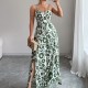 Di Yun's European and American cross-border 2025 Spring/Summer elegant and stylish twist-printed small halter wide-leg one-piece long pants women's clothing Di Yun's European and American cross-border 2025 Spring/Summer elegant and stylish twist-printed small halter wide-leg one-piece long pants women's clothing
