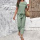 Diyun European and American Women's Clothing Amazon Trade 2024 Spring/Summer Casual Short-sleeved top and long Pants Set Diyun European and American Women's Clothing Amazon Trade 2024 Spring/Summer Casual Short-sleeved top and long Pants Set
