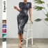 Diyun's cross-border European and American elegant style waist-cinching and slimming high-end women's dress is selling well on Amazon for Spring/Summer 2025