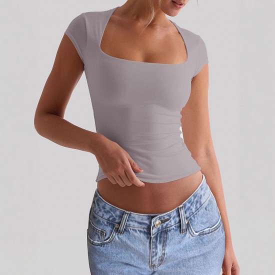 Diyun Cross-border European and American yoga wear, sports elastic slimming T-shirt women's clothing, Summer 2025 Amazon Independent foreign Trade Station Diyun Cross-border European and American yoga wear, sports elastic slimming T-shirt women's clothing, Summer 2025 Amazon Independent foreign Trade Station