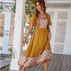 Di Yun's Spring/Summer 2025 European and American cross-border cotton printed dress, French printed vacation style square neck dress for women Di Yun's Spring/Summer 2025 European and American cross-border cotton printed dress, French printed vacation style square neck dress for women
