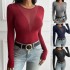 Diyun Foreign Trade Cross-border 2024 Autumn/Winter Amazon Top Women's Wear European and American Y2K Sexy deep V patchwork long-sleeved T-shirt