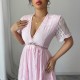 Diyun Cross-border European and American elegant style deep V high-end women's dress 2025 Spring/Summer Amazon Independent Store Diyun Cross-border European and American elegant style deep V high-end women's dress 2025 Spring/Summer Amazon Independent Store