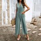 Diyun Amazon Cross-border European and American women's Clothing Spring/Summer 2024 export elegant solid color button-down one-piece pants Diyun Amazon Cross-border European and American women's Clothing Spring/Summer 2024 export elegant solid color button-down one-piece pants