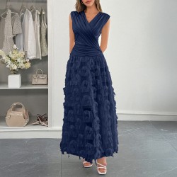 Diyun Cross-border European and American elegant style patchwork fashionable long dress women's clothing 2025 Summer Amazon Independent Station