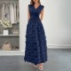 Diyun Cross-border European and American elegant style patchwork fashionable long dress women's clothing 2025 Summer Amazon Independent Station