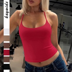 Diyun Cross-border European and American yoga wear, body-hugging and slimming small halter vest women's clothing, Summer 2025 Amazon Export