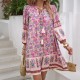 Diyun European and American Cross-border 2025 Spring/Summer Casual Bohemian vacation-style Cotton printed V-neck dress for children Diyun European and American Cross-border 2025 Spring/Summer Casual Bohemian vacation-style Cotton printed V-neck dress for children