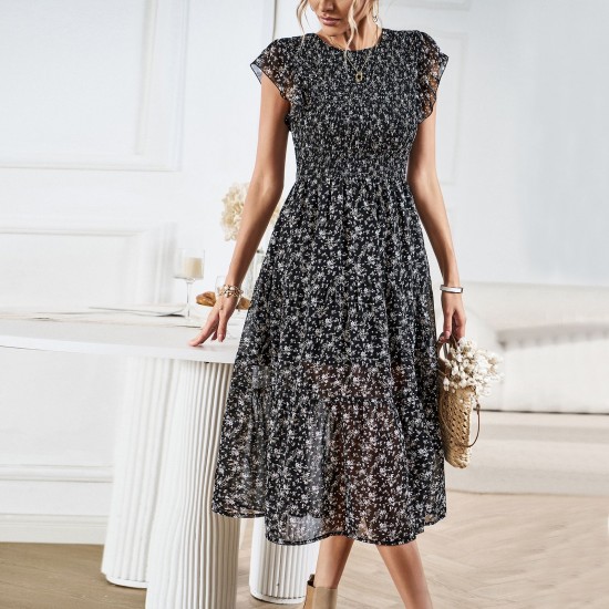 Diyun's European and American cross-border Amazon independent station floral print dress 2023 summer foreign trade women's clothing elegant long dress Diyun's European and American cross-border Amazon independent station floral print dress 2023 summer foreign trade women's clothing elegant long dress
