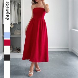 Diyun Cross-border European and American elegant strapless A-line dress for women's clothing 2025 summer independent store on Amazon
