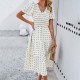 Diyun Cross-border Women's Clothing Amazon Spring/Summer 2025 Foreign Trade Elegant Casual Polka dot V-neck Short-sleeved dress Diyun Cross-border Women's Clothing Amazon Spring/Summer 2025 Foreign Trade Elegant Casual Polka dot V-neck Short-sleeved dress