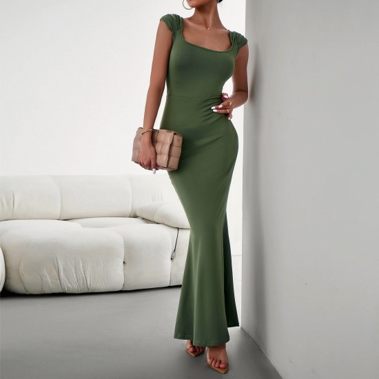 Diyun European and American cross-border Women's Clothing 2023 Autumn Export Amazon Independent Station Slimming and sexy square neck knitted dress Diyun European and American cross-border Women's Clothing 2023 Autumn Export Amazon Independent Station Slimming and sexy square neck knitted dress