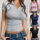 Diyun Cross-border 2025 Spring/Summer European and American Women's Clothing Amazon Casual Slimming Crop Top Y2K Knitted Short-sleeved bm top Diyun Cross-border 2025 Spring/Summer European and American Women's Clothing Amazon Casual Slimming Crop Top Y2K Knitted Short-sleeved bm top