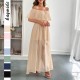 Diyun Cross-border European and American elegant strapless and cinched short-sleeved women's long dress for women's clothing 2025 summer Amazon