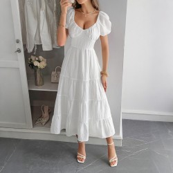 Diyun Cross-border European and American Casual Vacation waistband A-line long dress women's clothing 2025 Summer Independent Store on Amazon