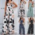Diyun Amazon's European and American women's clothing cross-border 2024 Spring/Summer export elegant and loose sleeveless printed jumpsuit