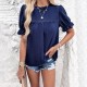 Diyun European and American women's T-shirt Amazon Spring/Summer 2024 Export Casual Solid Color short-sleeved cutout top Diyun European and American women's T-shirt Amazon Spring/Summer 2024 Export Casual Solid Color short-sleeved cutout top