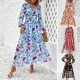 Diyun Cross-border European and American women's clothing Amazon Spring/Summer 2025 Foreign Trade vacation Casual color-blocking printed V-neck dress Diyun Cross-border European and American women's clothing Amazon Spring/Summer 2025 Foreign Trade vacation Casual color-blocking printed V-neck dress