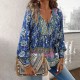 Diyun European and American Cross-border 2025 Spring/Summer Bohemian Vacation Style Cotton print Tie long-sleeved shirt for women Diyun European and American Cross-border 2025 Spring/Summer Bohemian Vacation Style Cotton print Tie long-sleeved shirt for women