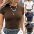 Di Yun's Spring/Summer 2025 Amazon Y2K casual European and American street style slim-fit round-neck solid color short-sleeved T-shirt top for women