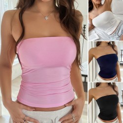 Diyun's Spring/Summer 2025 new cross-border Amazon European and American Y2K sexy solid color backless knitted strapless top for women