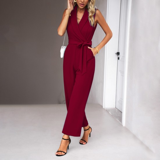 Diyun European and American cross-border Amazon sleeveless jumpsuit Women's 2023 Autumn/Winter Foreign Trade Women's Casual Commuting trousers Diyun European and American cross-border Amazon sleeveless jumpsuit Women's 2023 Autumn/Winter Foreign Trade Women's Casual Commuting trousers