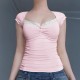 Di Yun's Spring/Summer 2025 Amazon Cross-border European and American Y2K Sexy Slimming Knitted lace short-sleeved top Women's T-shirt Di Yun's Spring/Summer 2025 Amazon Cross-border European and American Y2K Sexy Slimming Knitted lace short-sleeved top Women's T-shirt