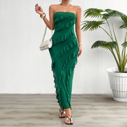 Diyun European and American women's clothing cross-border trade Amazon 2025 Spring/Summer Sexy body-hugging solid color strapless dress
