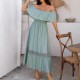 Diyun Cross-border European and American vacation casual style one-shoulder cinched waist Dress Women's clothing for Spring/Summer 2025 Amazon Export Diyun Cross-border European and American vacation casual style one-shoulder cinched waist Dress Women's clothing for Spring/Summer 2025 Amazon Export