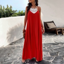 Diyun European and American women's clothing Amazon Foreign Trade 2024 Spring/Summer Elegant solid color halter dress