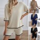 Diyun's European and American cross-border Amazon women's Clothing Spring/Summer 2024 export round-neck Casual short sweater set Diyun's European and American cross-border Amazon women's Clothing Spring/Summer 2024 export round-neck Casual short sweater set