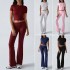 Diyun Cross-border European and American women's Clothing Amazon Spring/Summer 2025 Export Casual Solid Color Slimming Short-sleeved long Pants Set