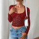 Diyun Foreign Trade 2025 Spring/Summer New European and American y2k sexy style slimming, cut-out long-sleeved lace-up top Diyun Foreign Trade 2025 Spring/Summer New European and American y2k sexy style slimming, cut-out long-sleeved lace-up top