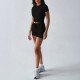 Diyun Cross-border European and American yoga sporty Style solid color short-sleeved belt and short pants women's set for Spring/Summer 2025 Amazon Diyun Cross-border European and American yoga sporty Style solid color short-sleeved belt and short pants women's set for Spring/Summer 2025 Amazon