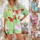 Diyun 2025 Spring/Summer Cross-border Women's Wear, European and American Bohemian casual vacation style, color-blocking printed short pants set Diyun 2025 Spring/Summer Cross-border Women's Wear, European and American Bohemian casual vacation style, color-blocking printed short pants set