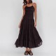 Diyun Cross-border European and American vacation casual style sexy halter lace-up dress for women, Spring/Summer 2025 Amazon Export