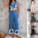 Diyun's Spring/Summer 2025 Cross-border Amazon European and American Leisure vacation Storm: Misia Geometric color-blocking Pants Set for women