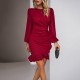 Diyun's new Spring/Summer 2025 European and American foreign trade women's clothing, Amazon Independent Station, elegant puffed sleeve solid color dress Diyun's new Spring/Summer 2025 European and American foreign trade women's clothing, Amazon Independent Station, elegant puffed sleeve solid color dress