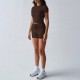 Diyun Cross-border European and American yoga sporty Style solid color short-sleeved belt and short pants women's set for Spring/Summer 2025 Amazon Diyun Cross-border European and American yoga sporty Style solid color short-sleeved belt and short pants women's set for Spring/Summer 2025 Amazon