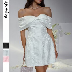 Diyun Cross-border European and American party Evening Dress, Women's bow, socialite style strapless dress, Spring/Summer 2025 Amazon