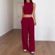 Diyun's European and American casual and simple style sleeveless vest straight-leg pants set for women's clothing Spring/Summer 2025 Amazon Independent Store
